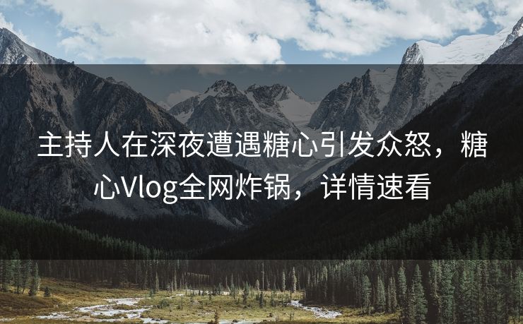 主持人在深夜遭遇糖心引发众怒，糖心Vlog全网炸锅，详情速看