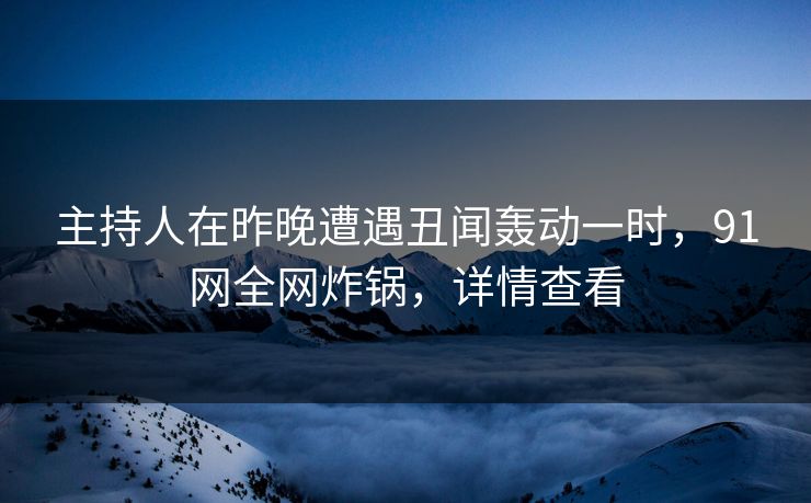 主持人在昨晚遭遇丑闻轰动一时，91网全网炸锅，详情查看