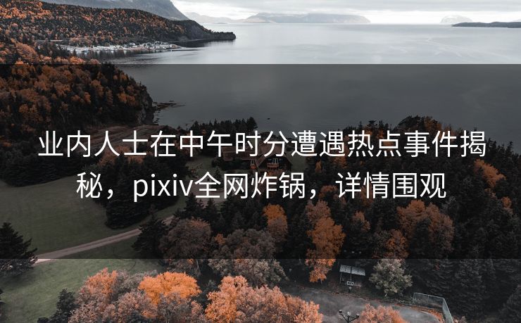 业内人士在中午时分遭遇热点事件揭秘,pixiv全网炸锅,详情围观 业内人士在中午时分遭遇热点事件揭秘,pixiv全网炸锅,详情围观