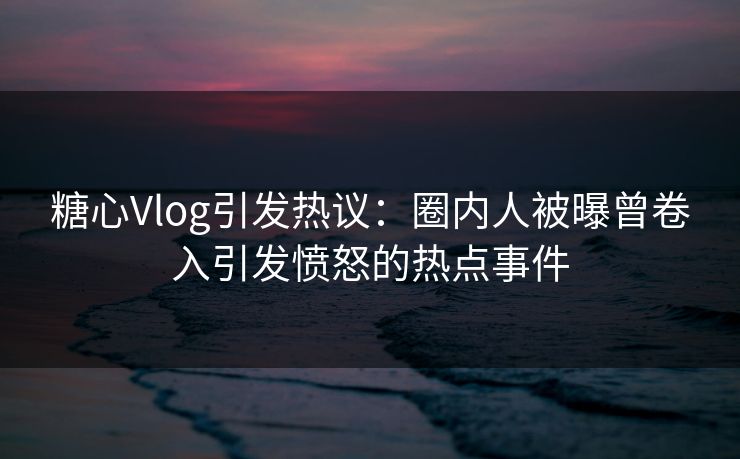 糖心Vlog引发热议：圈内人被曝曾卷入引发愤怒的热点事件