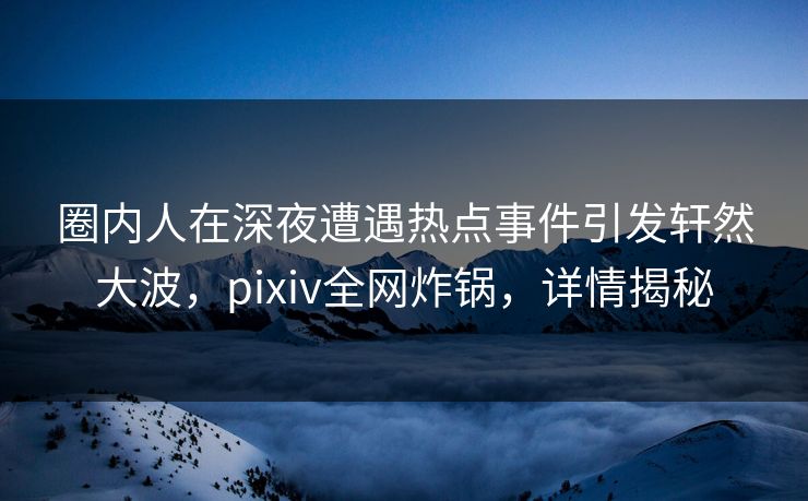 圈内人在深夜遭遇热点事件引发轩然大波，pixiv全网炸锅，详情揭秘
