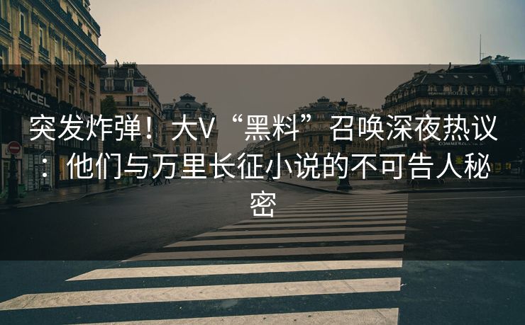 突发炸弹！大V“黑料”召唤深夜热议：他们与万里长征小说的不可告人秘密
