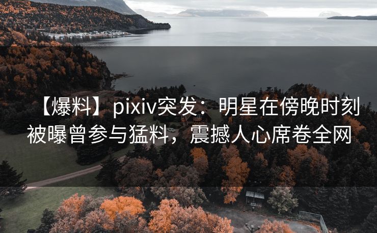 【爆料】pixiv突发：明星在傍晚时刻被曝曾参与猛料，震撼人心席卷全网