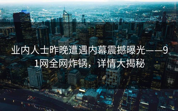 业内人士昨晚遭遇内幕震撼曝光——91网全网炸锅，详情大揭秘
