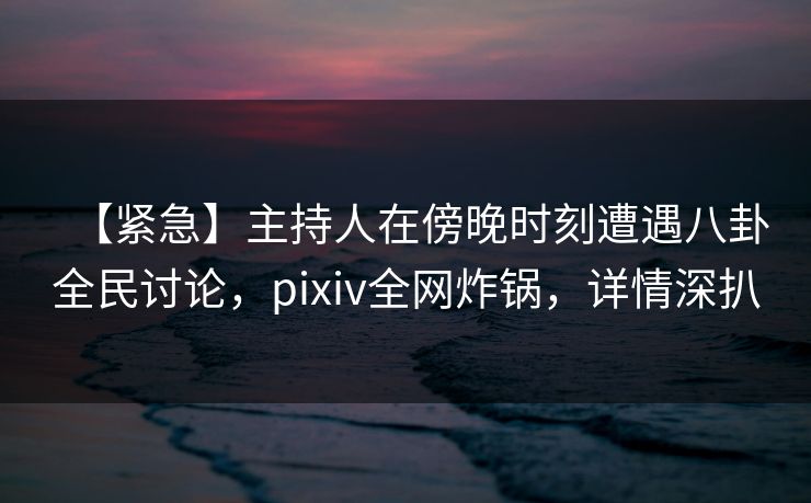 【紧急】主持人在傍晚时刻遭遇八卦全民讨论,pixiv全网炸锅,详情深扒 【紧急】主持人在傍晚时刻遭遇八卦全民讨论,pixiv全网炸锅,详情深扒