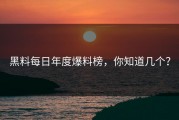 黑料每日年度爆料榜，你知道几个？