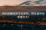 黑料网曝惊现罕见爆料，网友直呼信息量太大！