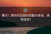 曝光！黑料社区疑似泄露XX录音，真假成谜！
