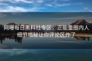 网曝每日黑料社专区，正能量圈内人细节揭秘让你评论区炸了