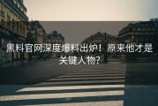 黑料官网深度爆料出炉！原来他才是关键人物？