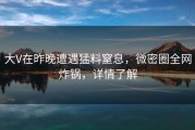 大V在昨晚遭遇猛料窒息，微密圈全网炸锅，详情了解