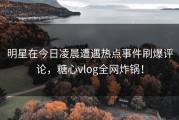 明星在今日凌晨遭遇热点事件刷爆评论，糖心vlog全网炸锅！