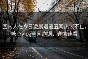 圈内人在今日凌晨遭遇丑闻热议不止，糖心vlog全网炸锅，详情速看
