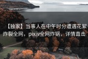 【独家】当事人在中午时分遭遇花絮炸裂全网，pixiv全网炸锅，详情直击