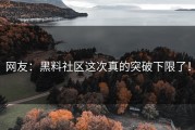 网友：黑料社区这次真的突破下限了！
