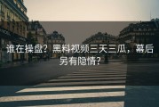 谁在操盘？黑料视频三天三瓜，幕后另有隐情？