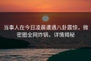 当事人在今日凌晨遭遇八卦震惊，微密圈全网炸锅，详情揭秘
