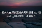 圈内人在深夜遭遇内幕刷爆评论，糖心vlog全网炸锅，详情曝光