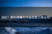 深扒！黑料网曝为什么总能引爆全网？