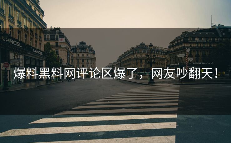 爆料黑料网评论区爆了，网友吵翻天！