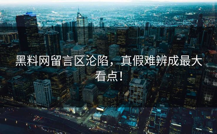 黑料网留言区沦陷，真假难辨成最大看点！