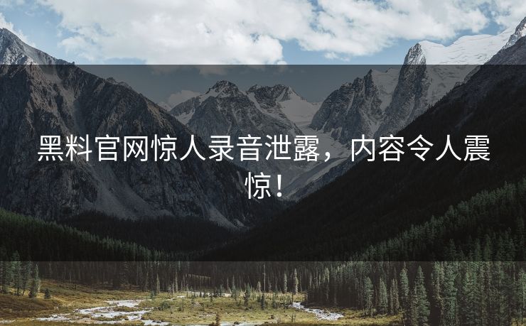 黑料官网惊人录音泄露，内容令人震惊！