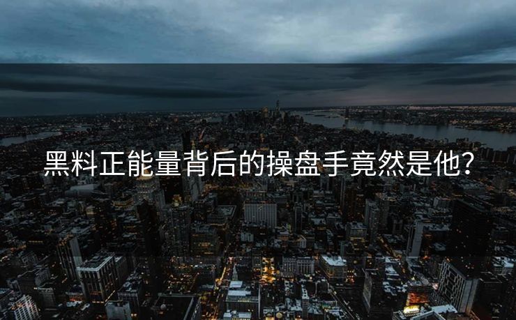 黑料正能量背后的操盘手竟然是他？