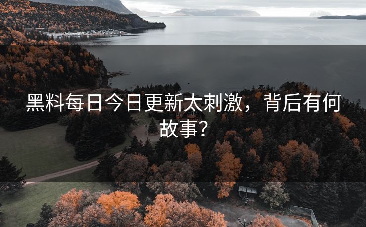 黑料每日今日更新太刺激，背后有何故事？