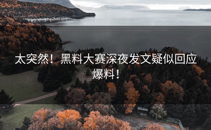 太突然！黑料大赛深夜发文疑似回应爆料！