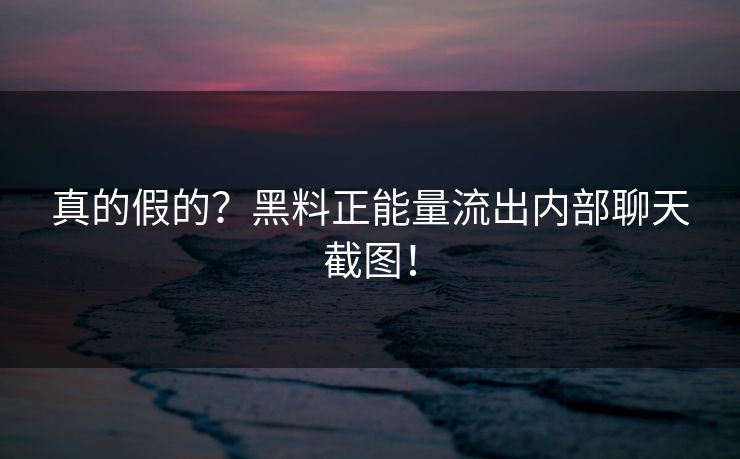 真的假的？黑料正能量流出内部聊天截图！