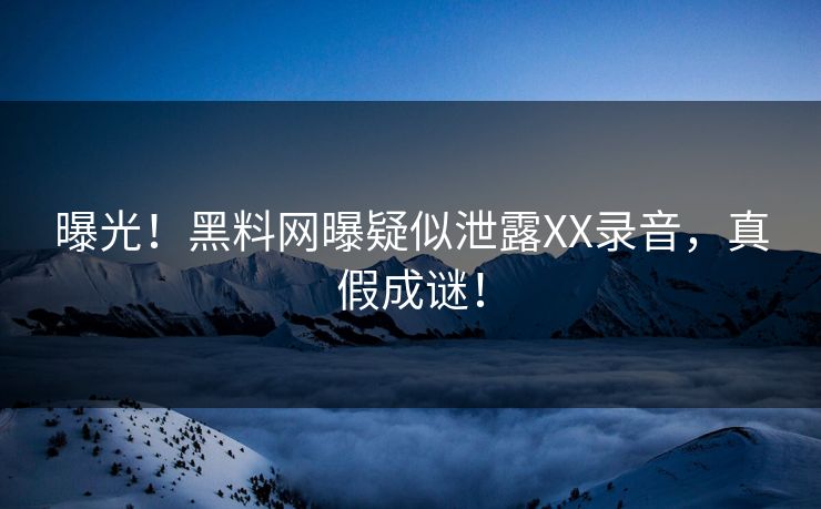 曝光！黑料网曝疑似泄露XX录音，真假成谜！