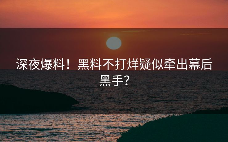 深夜爆料！黑料不打烊疑似牵出幕后黑手？