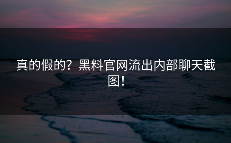真的假的？黑料官网流出内部聊天截图！
