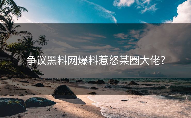 争议黑料网爆料惹怒某圈大佬？