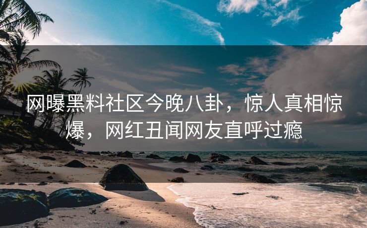 网曝黑料社区今晚八卦，惊人真相惊爆，网红丑闻网友直呼过瘾