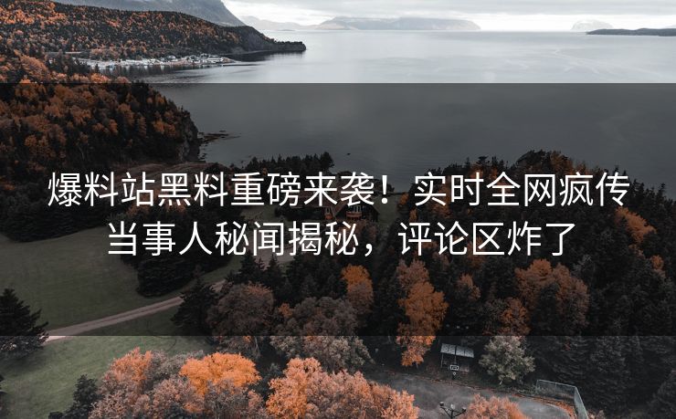 爆料站黑料重磅来袭！实时全网疯传当事人秘闻揭秘，评论区炸了