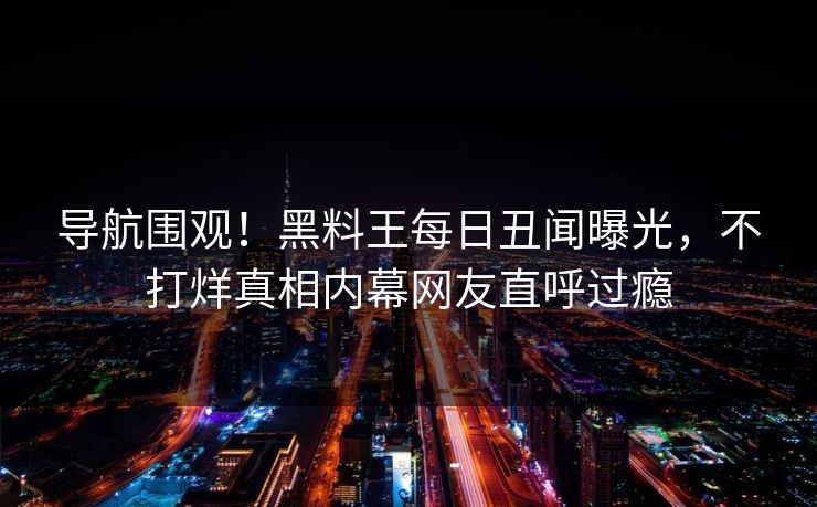 导航围观！黑料王每日丑闻曝光，不打烊真相内幕网友直呼过瘾