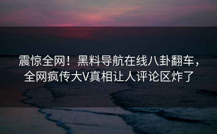 震惊全网！黑料导航在线八卦翻车，全网疯传大V真相让人评论区炸了