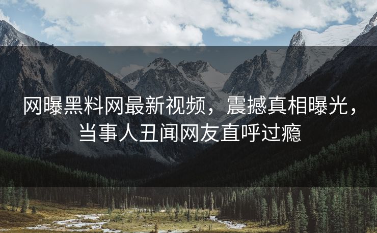 网曝黑料网最新视频，震撼真相曝光，当事人丑闻网友直呼过瘾