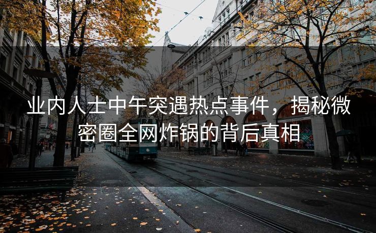 业内人士中午突遇热点事件，揭秘微密圈全网炸锅的背后真相