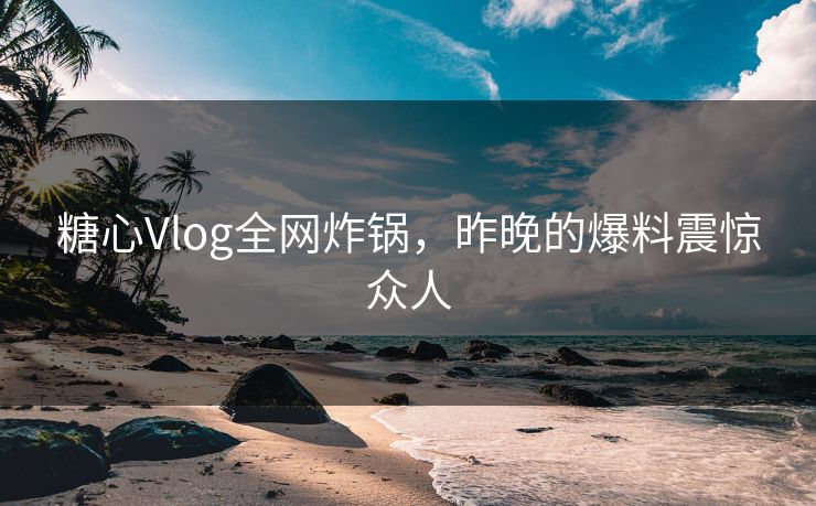 糖心Vlog全网炸锅，昨晚的爆料震惊众人