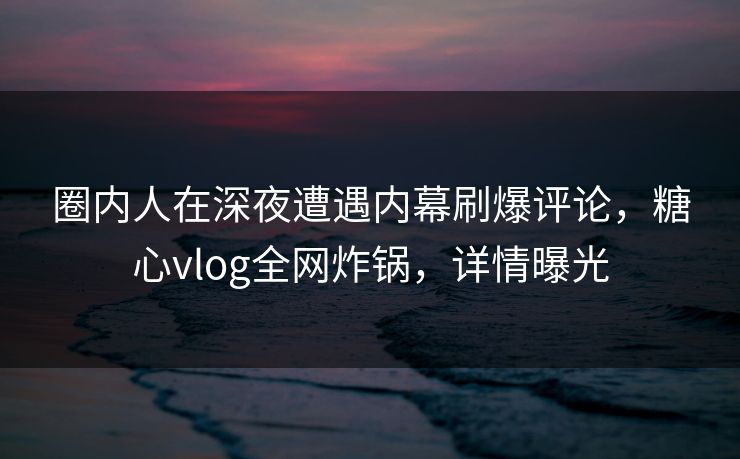 圈内人在深夜遭遇内幕刷爆评论，糖心vlog全网炸锅，详情曝光