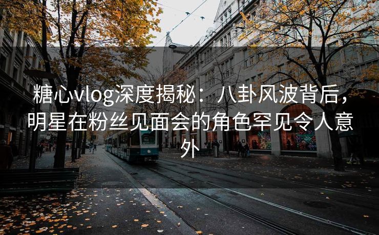 糖心vlog深度揭秘：八卦风波背后，明星在粉丝见面会的角色罕见令人意外