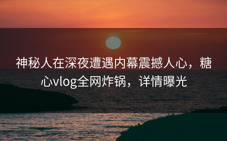 神秘人在深夜遭遇内幕震撼人心，糖心vlog全网炸锅，详情曝光
