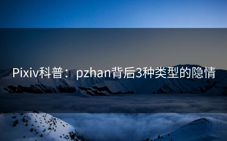 Pixiv科普:pzhan背后3种类型的隐情 Pixiv科普:pzhan背后3种类型的隐情