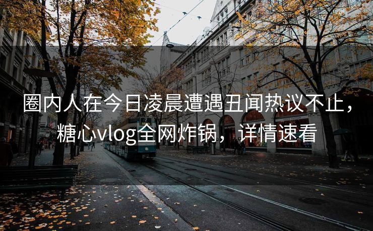 圈内人在今日凌晨遭遇丑闻热议不止，糖心vlog全网炸锅，详情速看