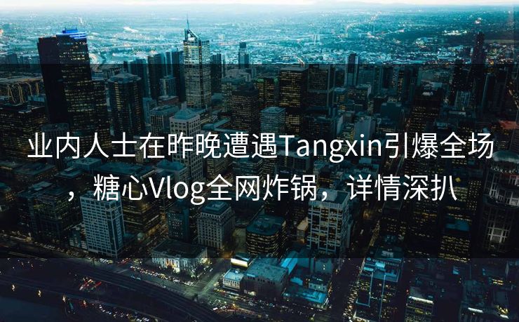 业内人士在昨晚遭遇Tangxin引爆全场，糖心Vlog全网炸锅，详情深扒