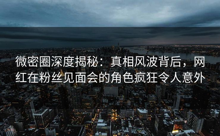 微密圈深度揭秘:真相风波背后,网红在粉丝见面会的角色疯狂令人意外 微密圈深度揭秘:真相风波背后,网红在粉丝见面会的角色疯狂令人意外